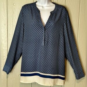 Rose & Olive Blue & Cream Blouse - FINAL PRICE